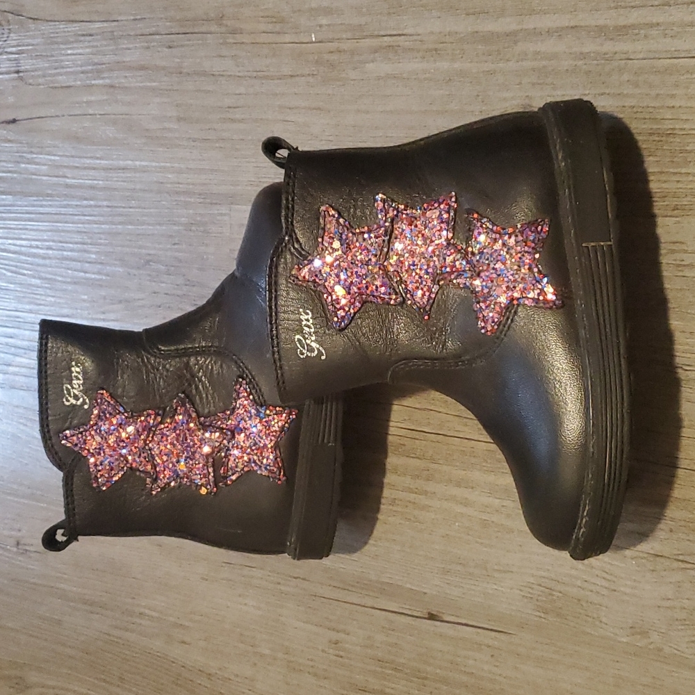 Geoxx  | Toddler Leather Star Ankle Boot | Black | Size 21 | Pink Glitte…
